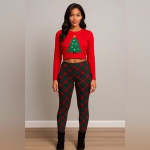 Suavie Revolutionary Tummy Control Leggings – Christmas Plaid (M) NWOT